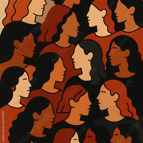 Diverse Women Togetherness Powerful Female Unity Strength Solidarity Sisterhood Abstract Art