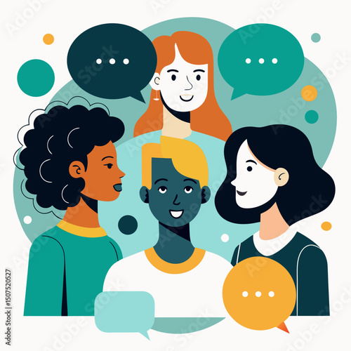 Diverse Group of Young Adults Engaging in Lively Conversation