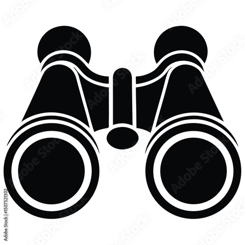 Detailed Black and White Binoculars Illustration For Exploration and Vision Equipment Use