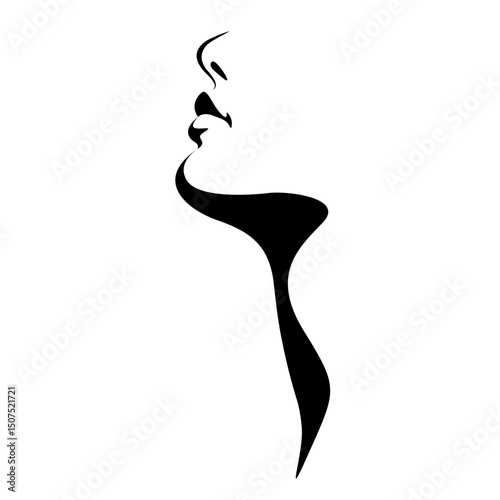 vector black and white illustration of a beautiful female face formed by a shadow. useful for advertising products for women, beauty salons, decorative and care cosmetics, logo, print, poster, design