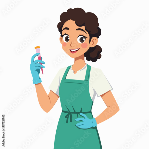 Cheerful Woman Ceramic Artist in Apron with Modeling Tool