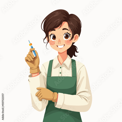 Female Ceramic Artist Sculpting Clay Figurine in Apron