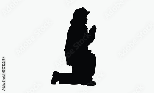 Kneeling Firefighter Silhouette