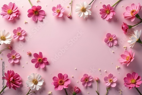 Delicate small blooms arranged in a repeating, minimalist design , pastel, botanical