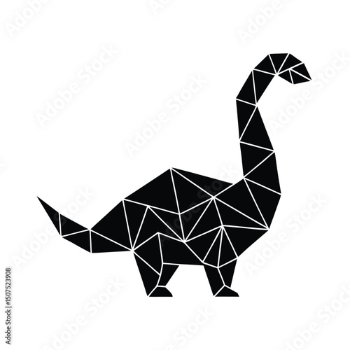 Geometric Brontosaurus Silhouette on White Background