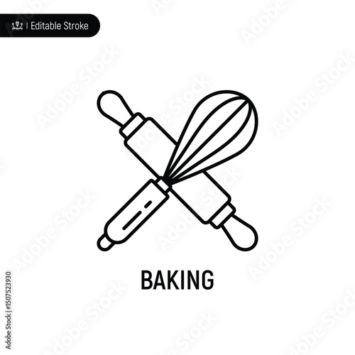 Baking pan thin line icon, editable stroke, pixel perfect, compatible for app or web, isolated on a white background.