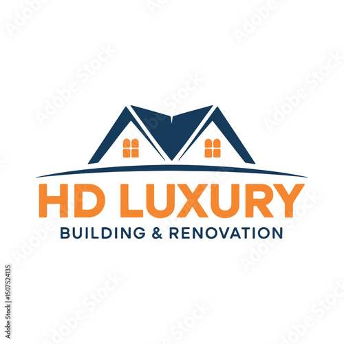 Modern Real Estate Logo with Twin House Roofs, Home logo design, House logo design 