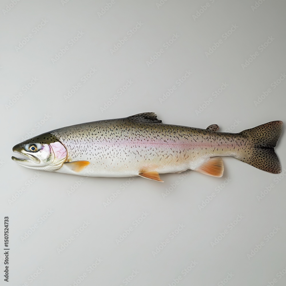 Naklejka premium Fresh rainbow trout fish on white background