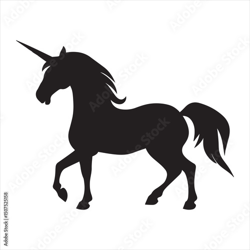Unicorn Horse Head Silhouette Vector Illustration