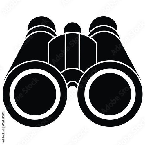 Simplified Black Binoculars Icon for Wildlife Observation and Travel Symbolism