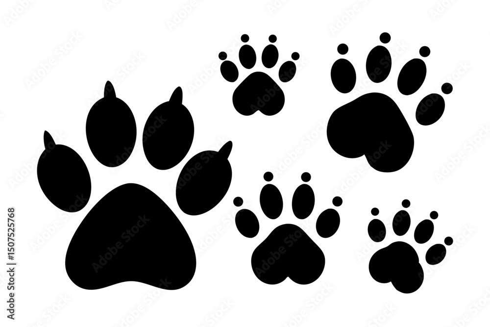 Fototapeta premium Animal Footprint Vector Black Set