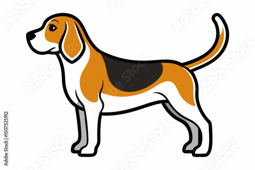 Beagle Shaped Dog With Simple Outlines