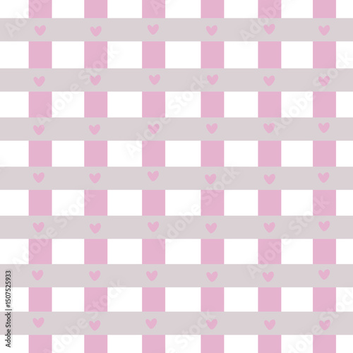 Pink and grey geometric grid pattern, with love shape for combination
