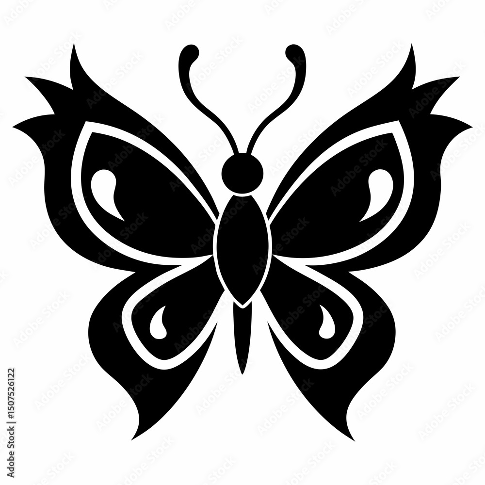 Obraz premium Butterfly Emblem Vector Black Style