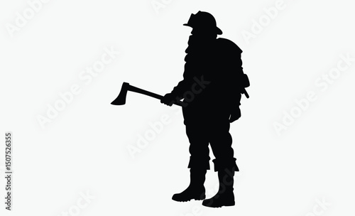 Firefighter Silhouette Vector