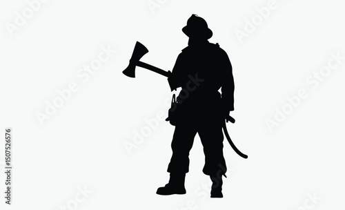 Firefighter Silhouette Vector