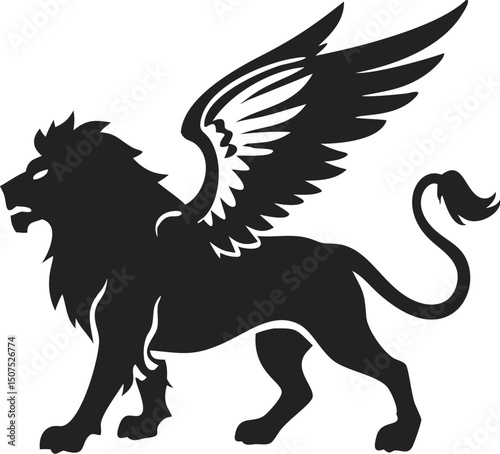 Winged Lion – Minimalist Vector Illustration