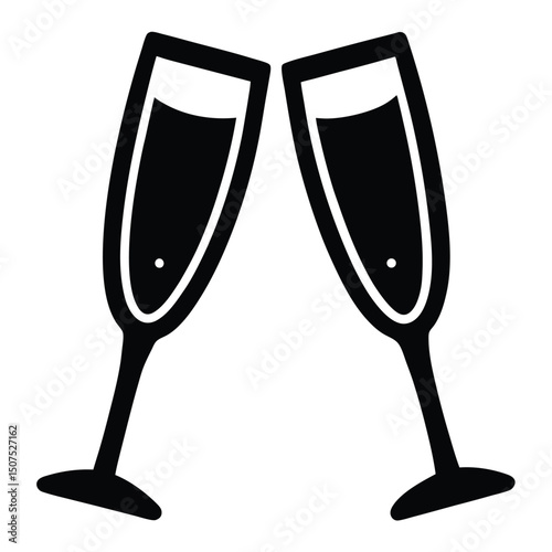 Two Champagne Flutes Clinking Illustration Celebrating, Toasting, and Special Occasions Design