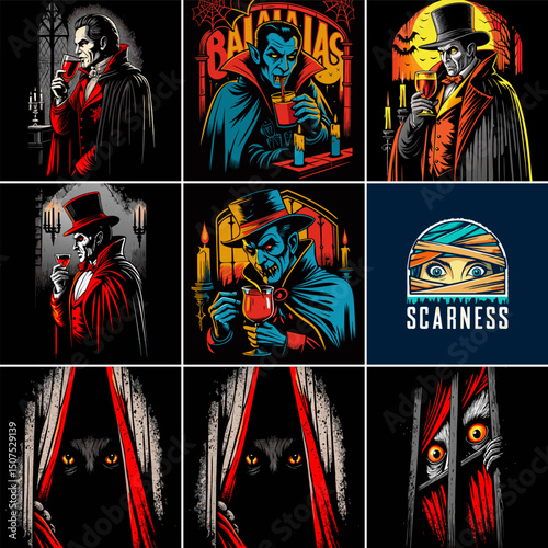 Gothic horror vampire art collection nine spooky illustrations