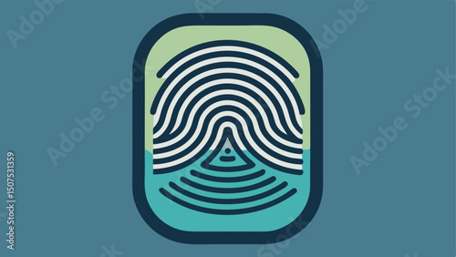 Fingerprint Scanner A closeup view of a fingerprint scanner with a realistic fingerprint being p on the scanning surface highlighting the unique ridges and patterns.