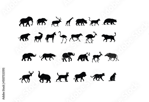 Wild Animal Silhouette Icon Set