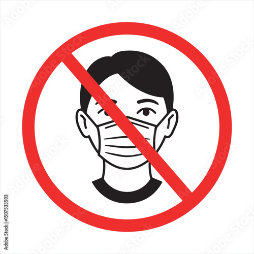 no face mask on person prohibition sign with silhouette