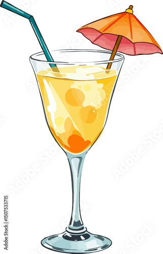 Tropical cocktail vector illustration.