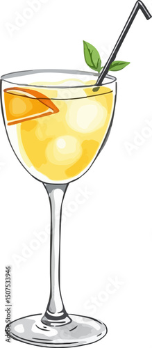 Tropical cocktail vector illustration.