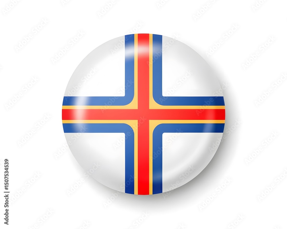 Obraz premium 3D Round Icon Featuring Icelandic Flag Design for National Identity and Travel