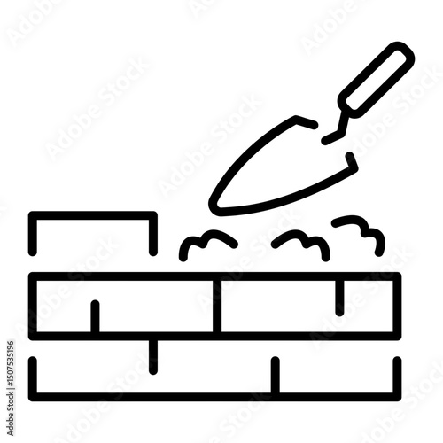 A linear style icon of brick trowel