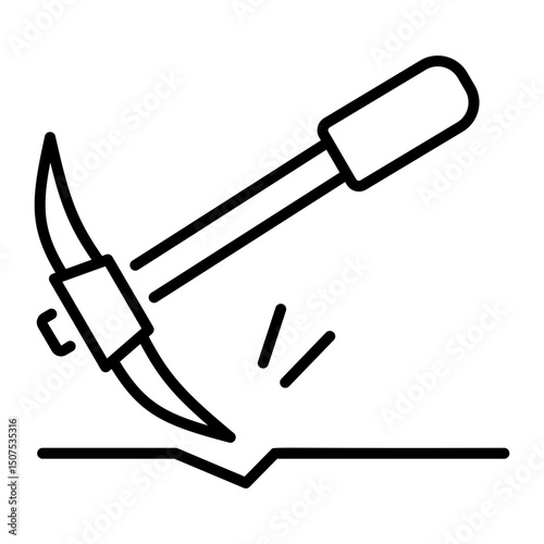 A linear style icon of pickaxe
