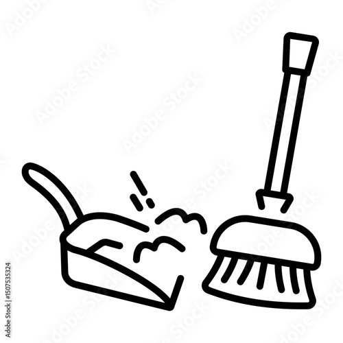 A linear style icon of dustpan