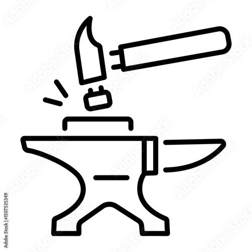 A line style icon of vintage anvil