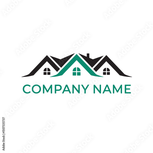 Real Estate Logo design, Modern Real Estate Logo with Twin House Roofs