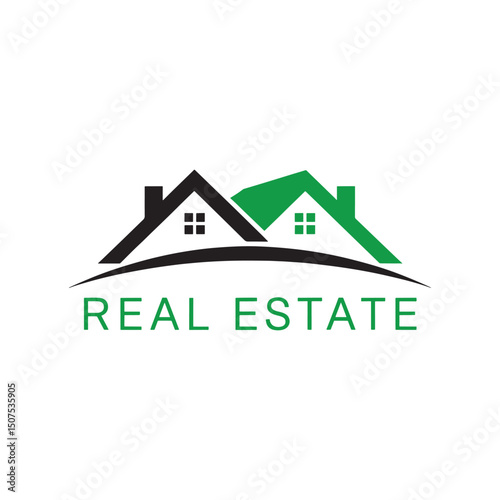Real Estate Logo design, Modern Real Estate Logo with Twin House Roofs