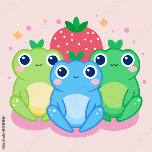 two frogs on a red background