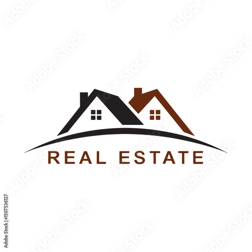 Real Estate Logo design, Modern Real Estate Logo with Twin House Roofs