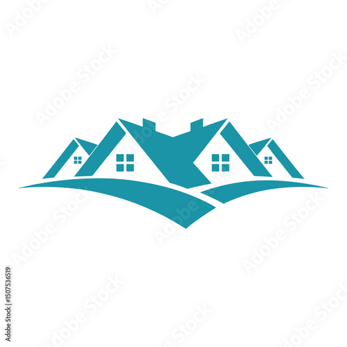 Real Estate Logo design, Modern Real Estate Logo with Twin House Roofs