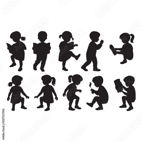 boy and girl  vector silhouettes