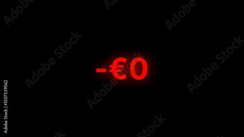 Animation of the euro deposit drop, red color. Decrease in the euro deposit, fall