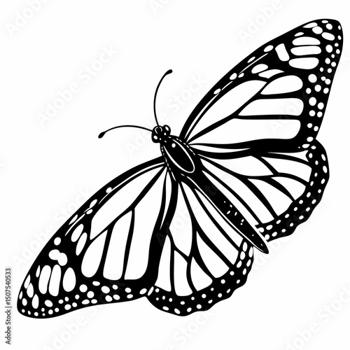 Monarch Butterfly Black Vector Art