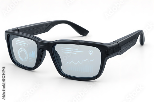 Smart Glasses With AR Overlay and Minimalist Design on White Background