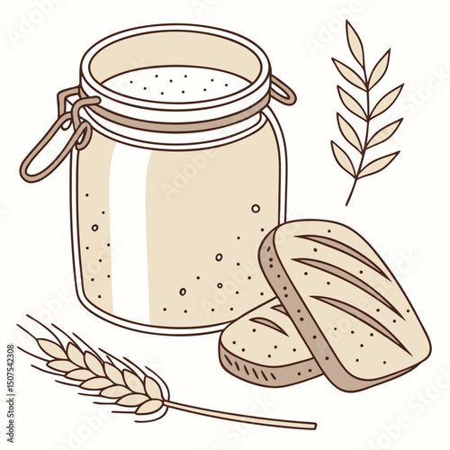 Fermented Sourdough Starter Jar Vector Design
