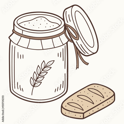 Soft Beige Sourdough Jar Vector Art
