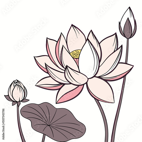 Modern Minimal Lotus Vector for Decor