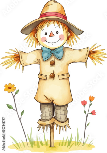 Cute vector illustration of a scarecrow.