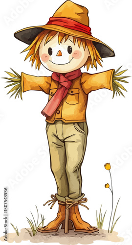 Cute vector illustration of a scarecrow.