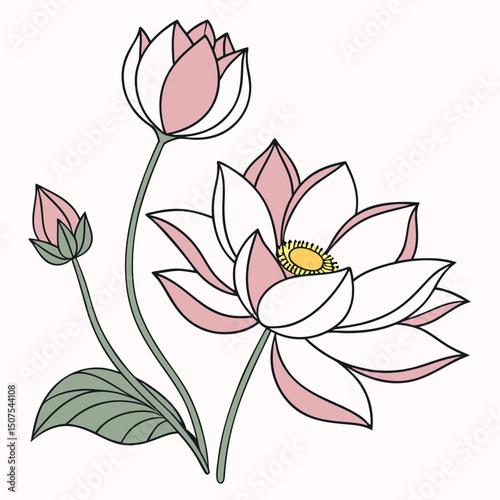 Serene Lotus Flower Vector Illustration