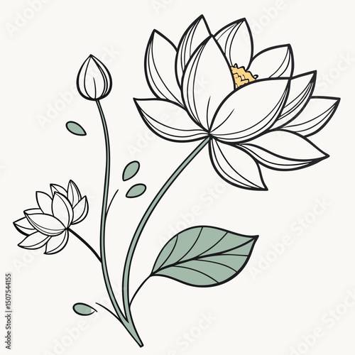 Stylish Flat Lotus Flower Vector Graphic