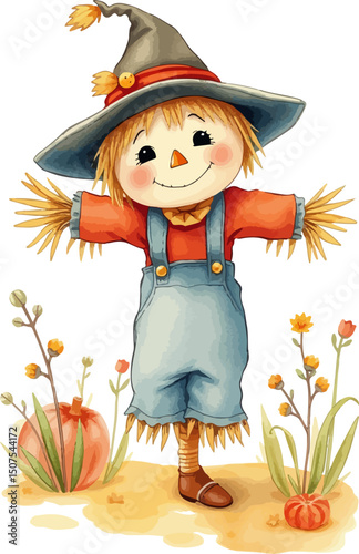 Wallpaper Mural Cute vector illustration of a scarecrow. Torontodigital.ca